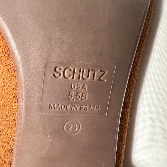 SCHUTZ Laurie Studded Suede Loafers Brown Gold Slip-On Moccasins Casual Shoe 5.5 - Picture 10 of 13
